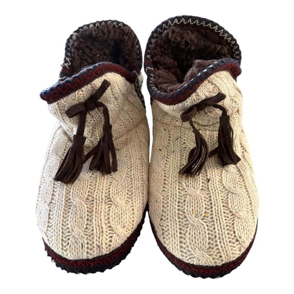 Women’s MukLuks Cable Knit Slippers with Tassels